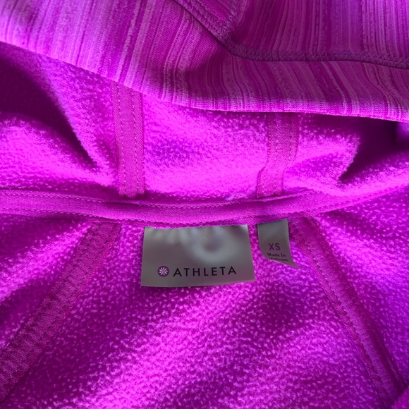 Athleta Full Zip Hooded Fleece Sweatshirt Fuchsia - Picture 5 of 5